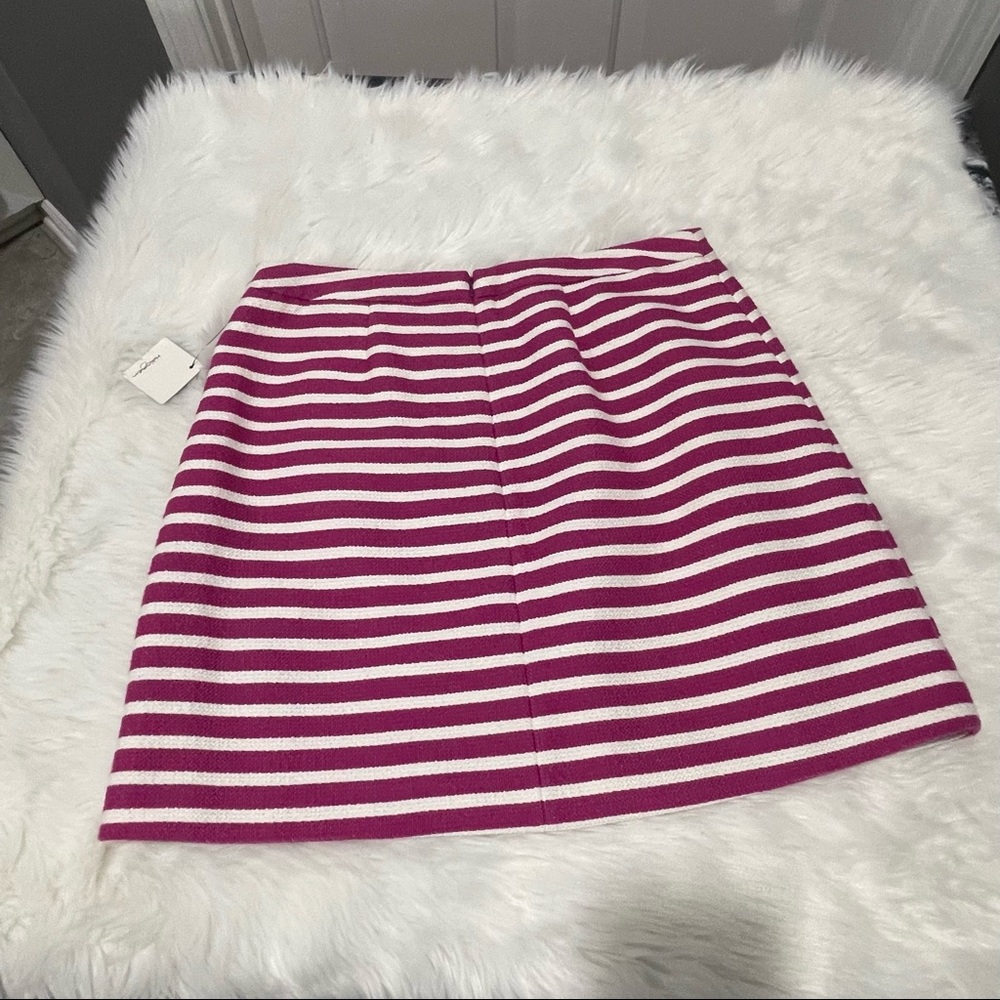 🆕 Halogen Fuchsia & White Striped Wool Look Skirt - Size 12